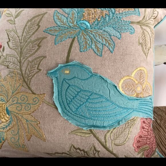 Pillow Bird Appliqué Turquoise - Picture 5 of 8